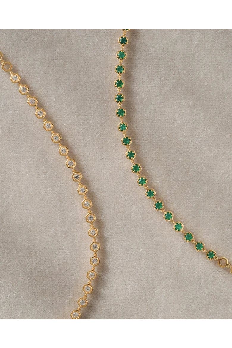 Gold White Sapphire Deco Tennis Bracelet, Alternate, color, White Sapphire