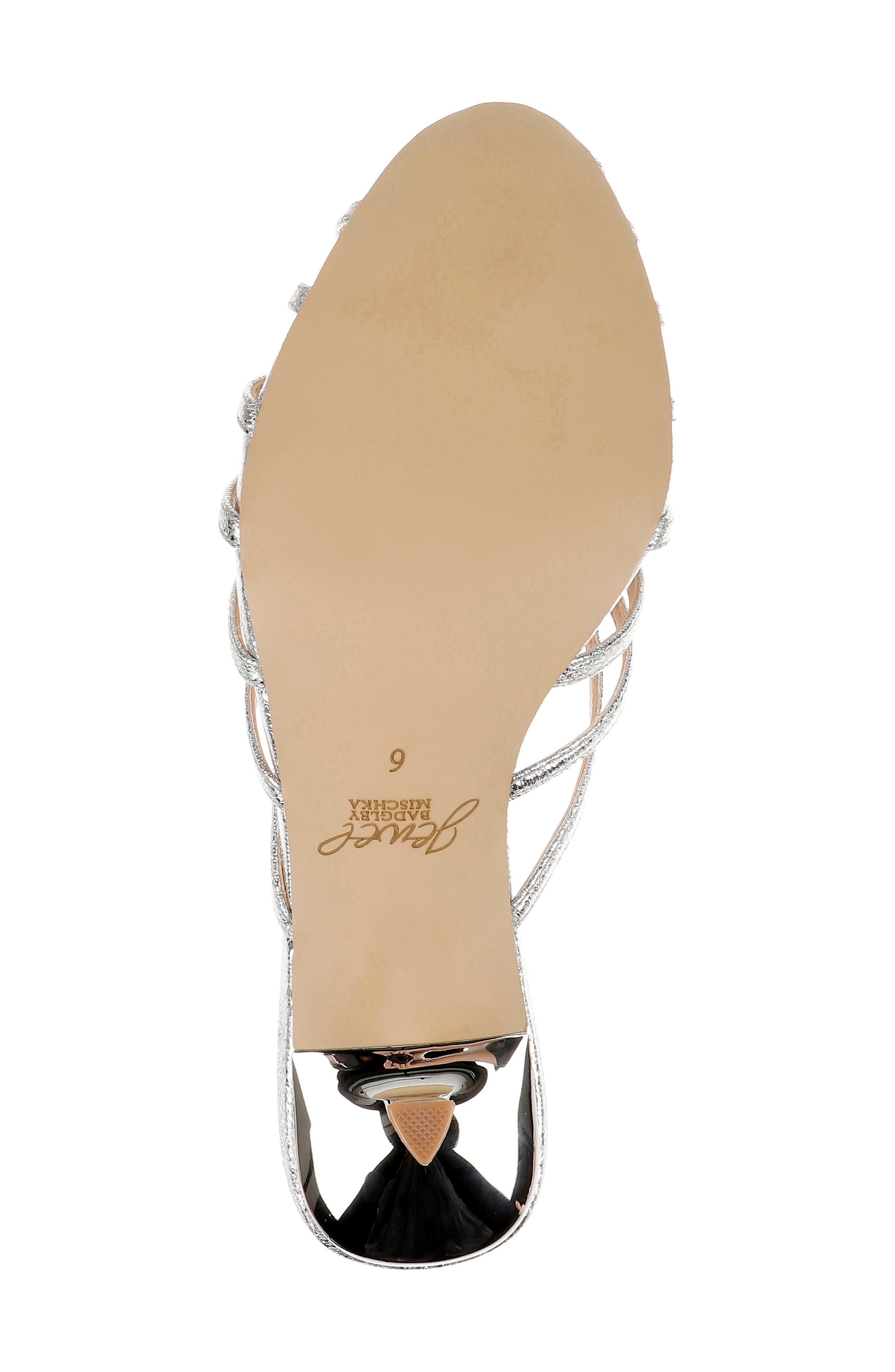 Jewel Badgley Mischka Ilaria Strappy Sandal, Alternate, color, Silver Textile