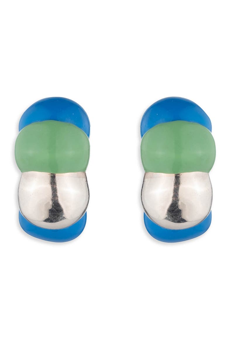 Bellmar Hoop Earrings, Main, color, SILVER/ BLUE