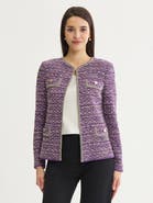 Misook Relaxed Lurex Eyelash Ribbon Knit Jacket