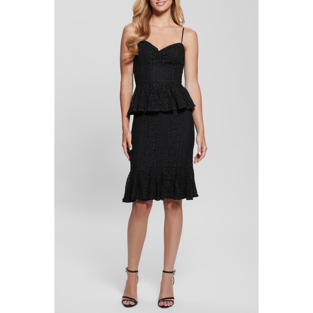Guess Lulu Lace Sleeveless Dress In Jet Black