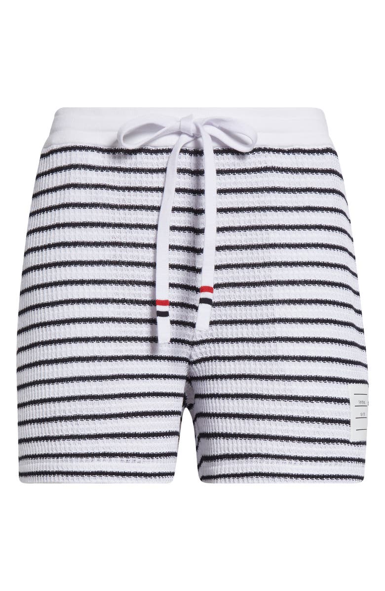 Thom Browne Stripe Waffle Knit Cotton Shorts, Alternate, color, Navy/White