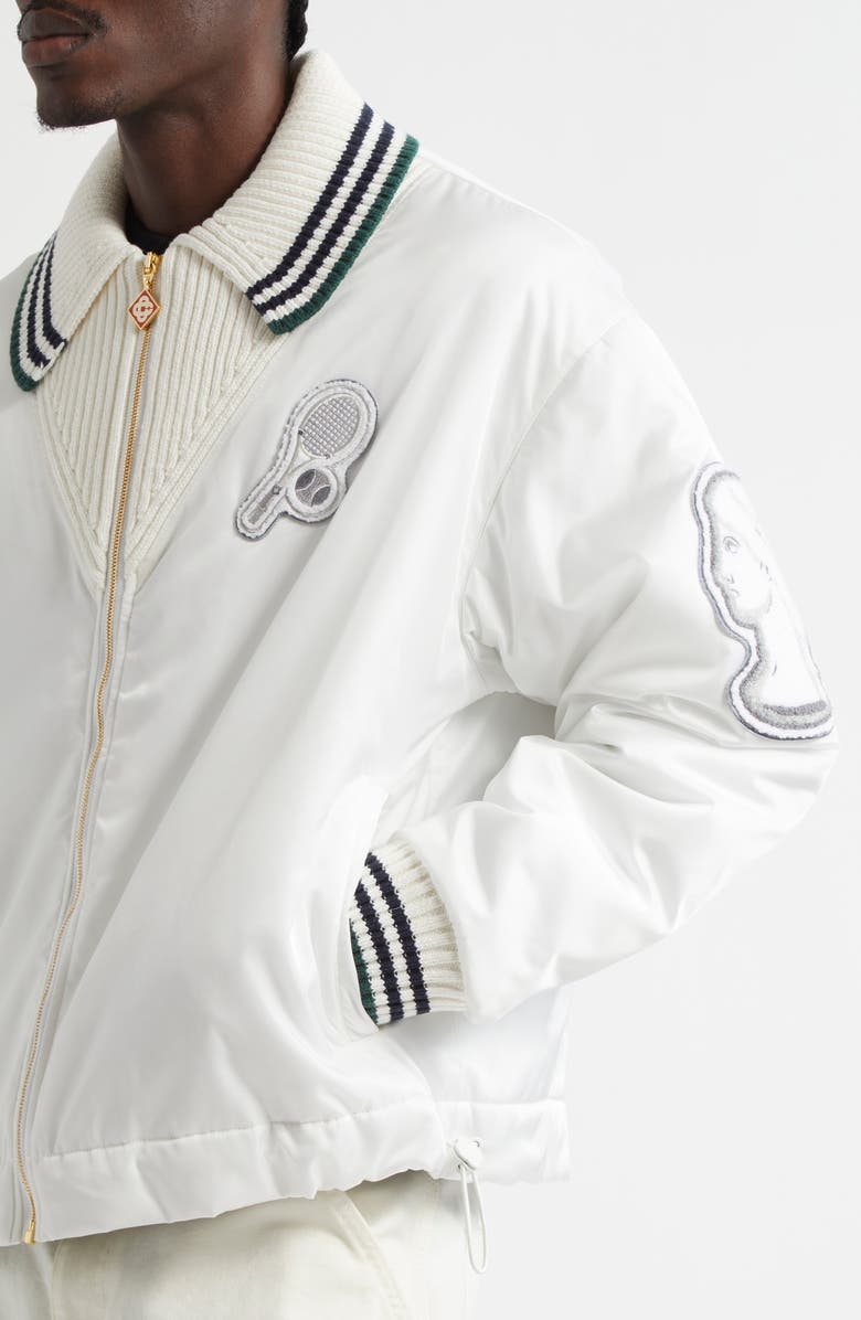 Casablanca Nylon Coach's Jacket, Alternate, color, Bright White