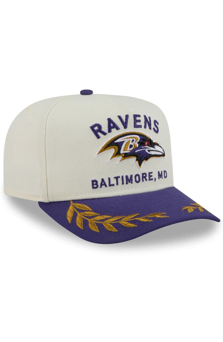 New Era Men's New Era  Cream/Purple Baltimore Ravens 2025 NFL Draft A-Frame 9FIFTY Snapback Hat, Alternate, color, 