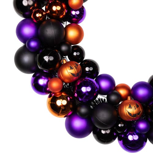 Northlight Jack-o-lanterns Shatterproof Ball Ornament Halloween Wreath In Multi