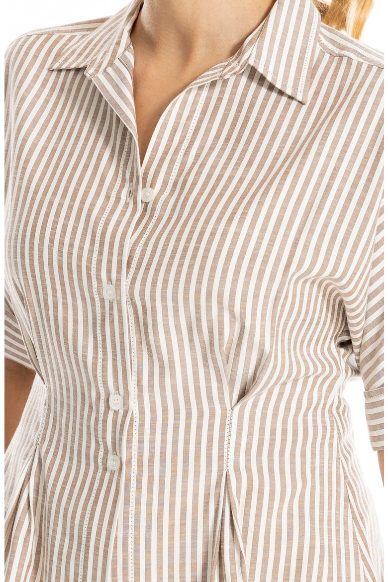 Stripe Button-Up Shirt, Alternate, color, BLUSH/ BROWN FRAME STRIPE
