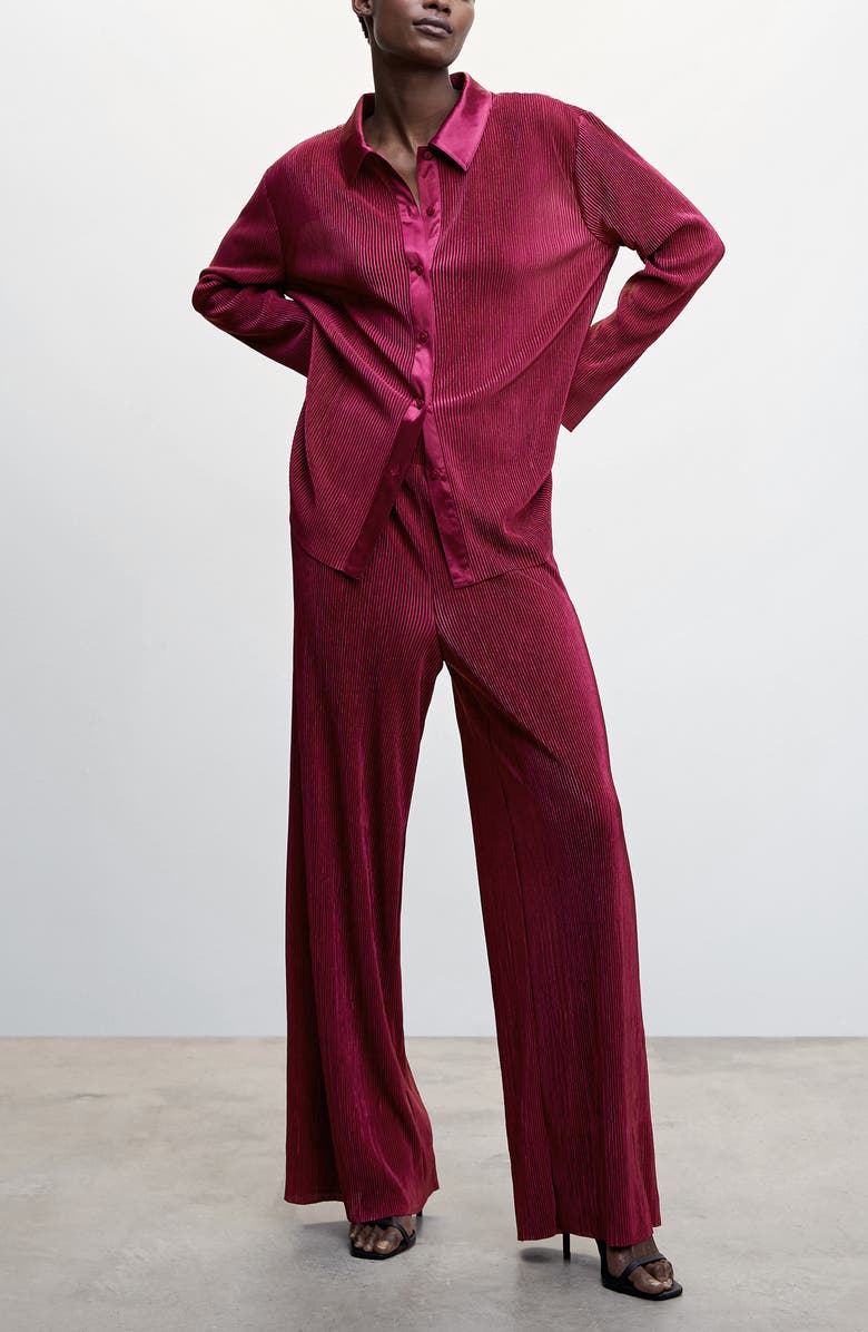 MANGO Pleated Satin Palazzo Pants, Alternate, color, 