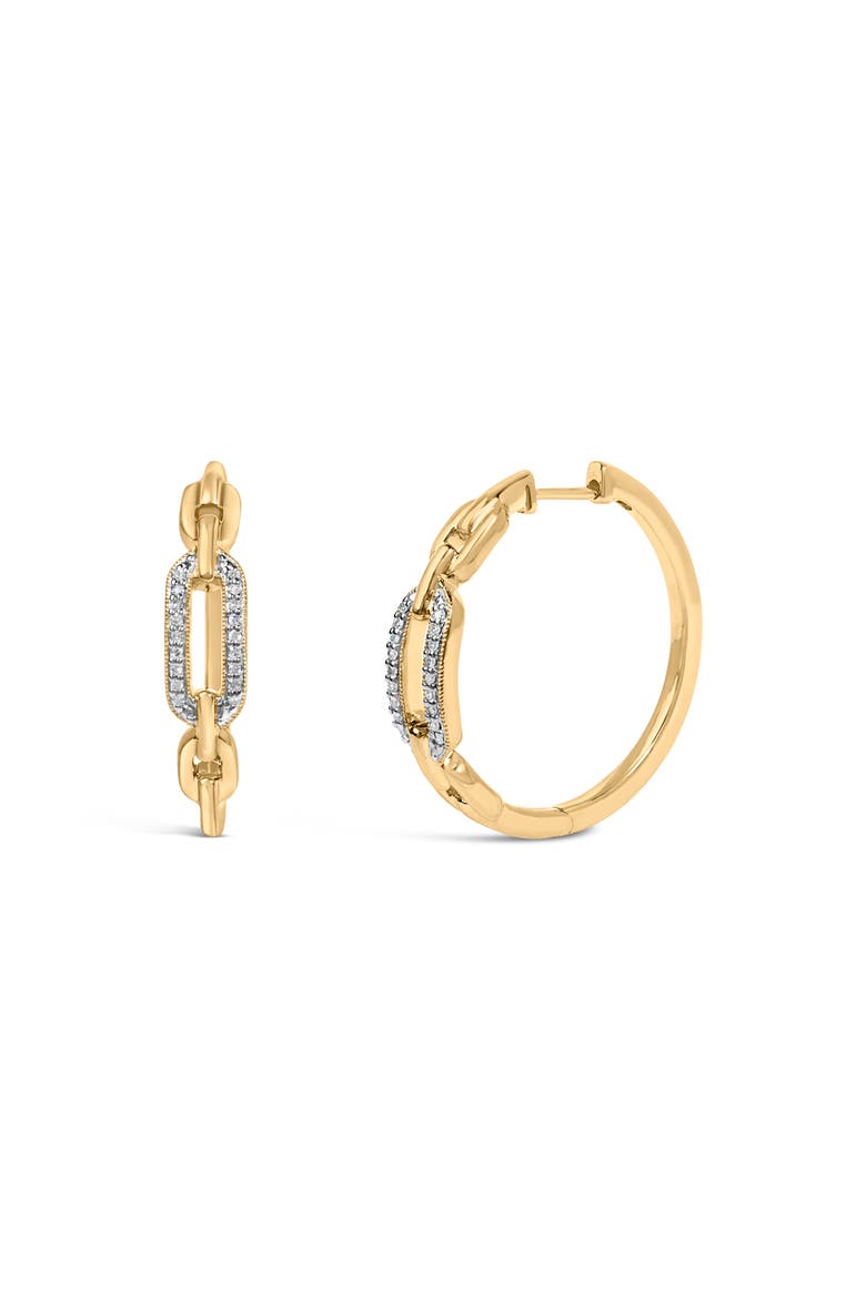 Gold Vermeil 1/10 Cttw Diamond Paperclip Hoop Earring, Alternate, color, Silver