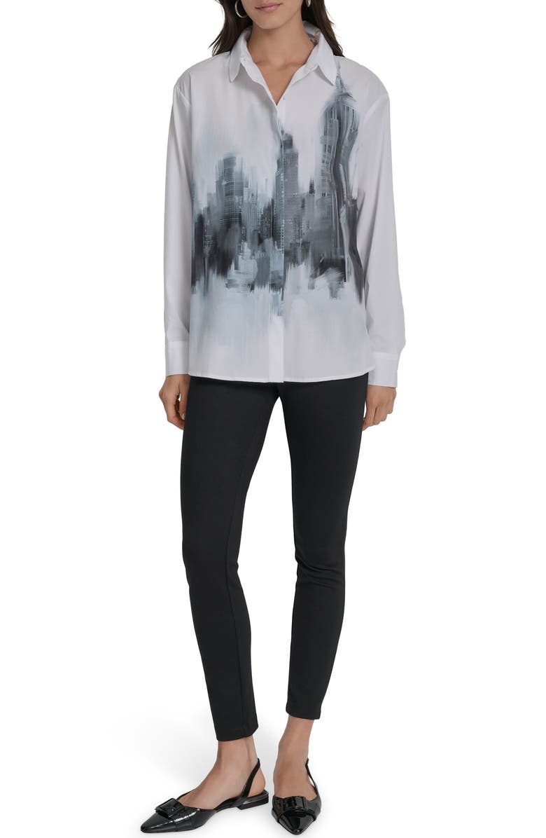 DKNY City Skyline Cotton Button-Up Shirt, Alternate, color,
