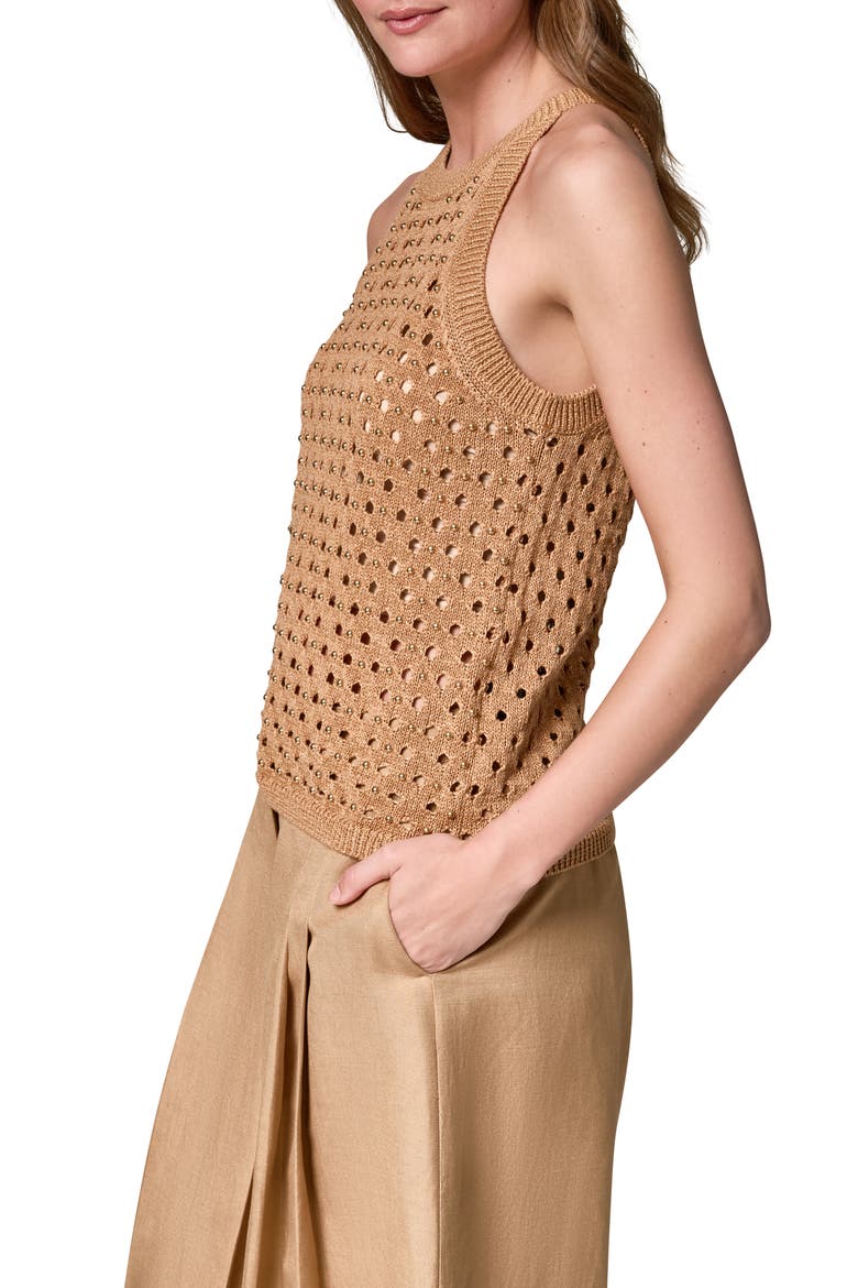 Hotfix Cotton Blend Sweater Vest, Alternate, color, FAWN
