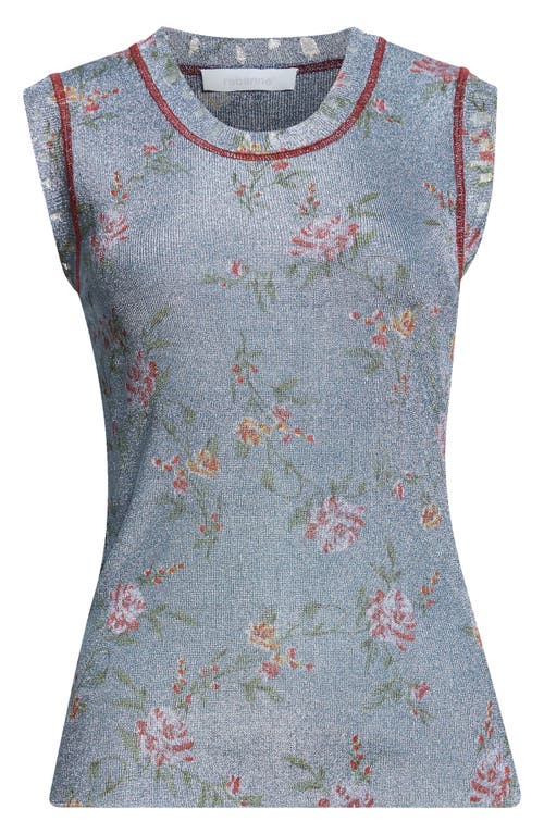 Shop Rabanne Metallic Floral Shell In Light Blue