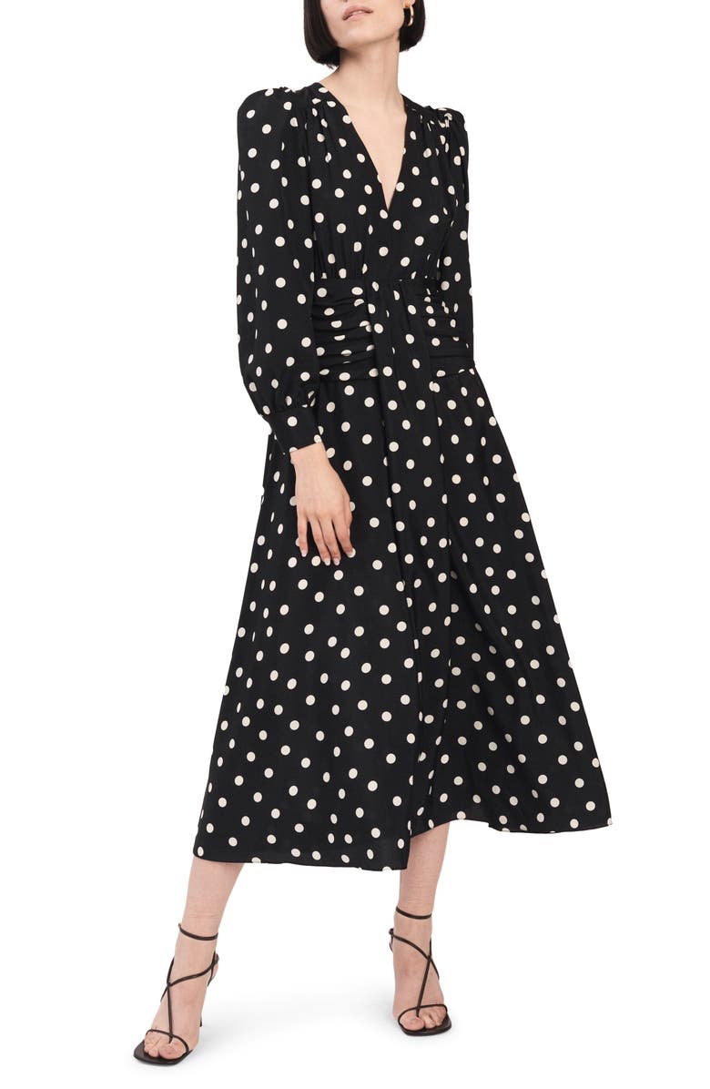 Derek Lam 10 Crosby Valentina Polka Dot Long Sleeve Midi Dress, Main, color, 