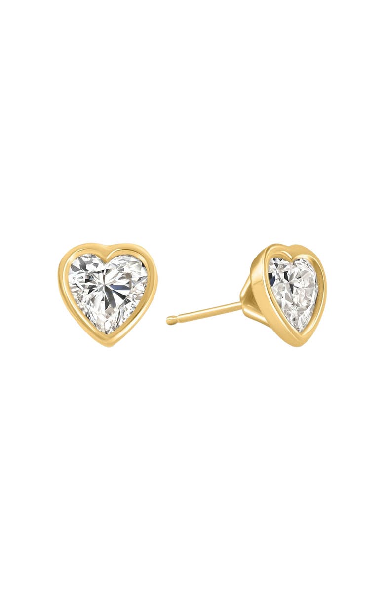 Bliss Diamond 2Ct TW Heart Shape Diamond Bezel Stud Earrings 14k Gold Lab Grown, Alternate, color, 