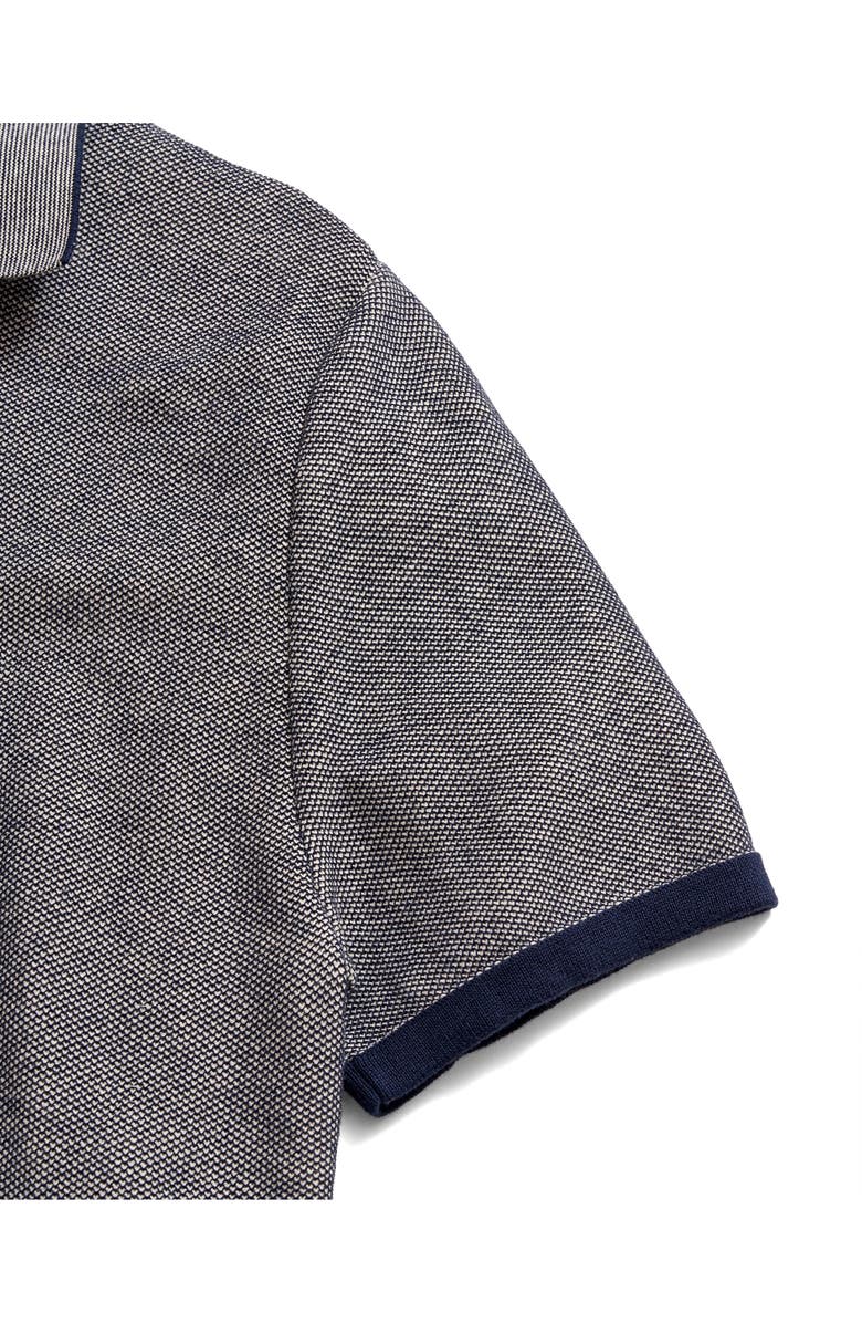Billy Reid Bird's Eye Piqué Polo Sweater, Alternate, color, Carbon Blue/ Tinted White