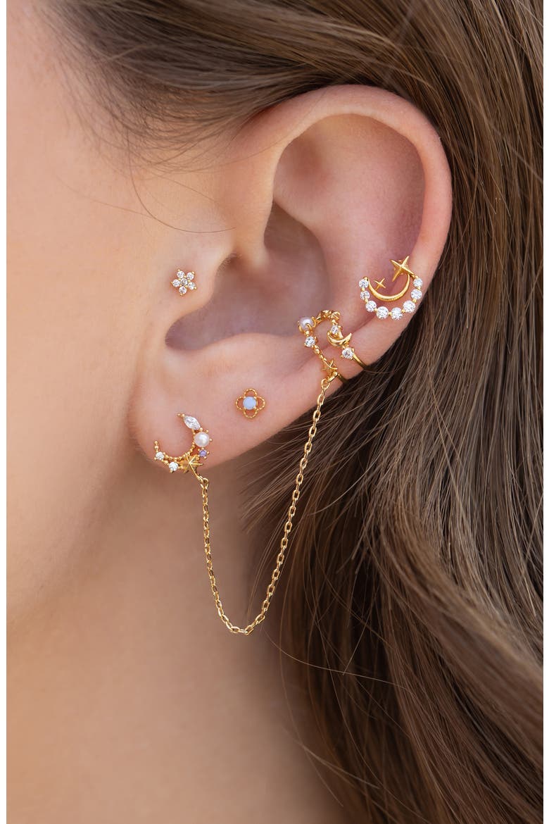 Cosmic Skies Cuff & Stud Earring, Alternate, color, GOLD