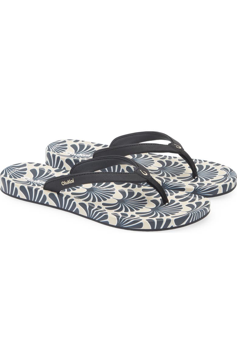 OluKai Uiki Water Resistant Flip Flop, Main, color, Black / Pa'i