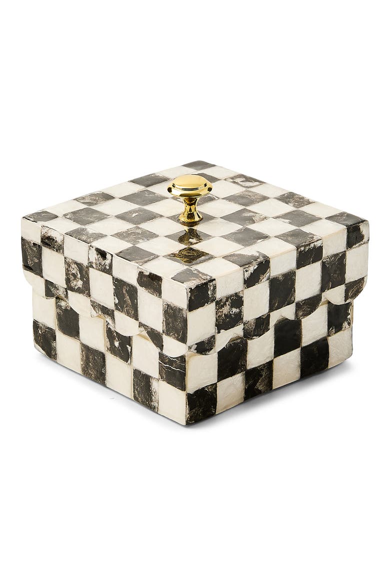Courtly Check Capiz Scalloped Box, Main, color, BLACK