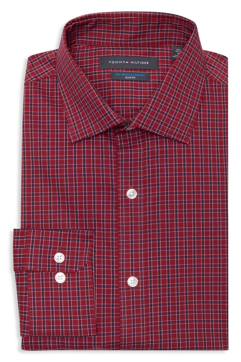 All-Season Stretch Slim Fit Dress Shirt, Alternate, color, RED