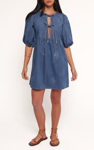 Petal & Pup Romana Tie Front Denim Minidress