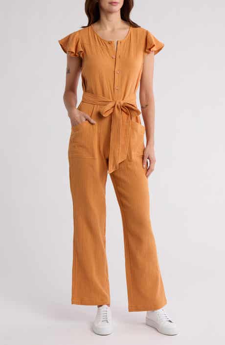 WISHLIST Cotton Flutter Sleeve Jumpsuit