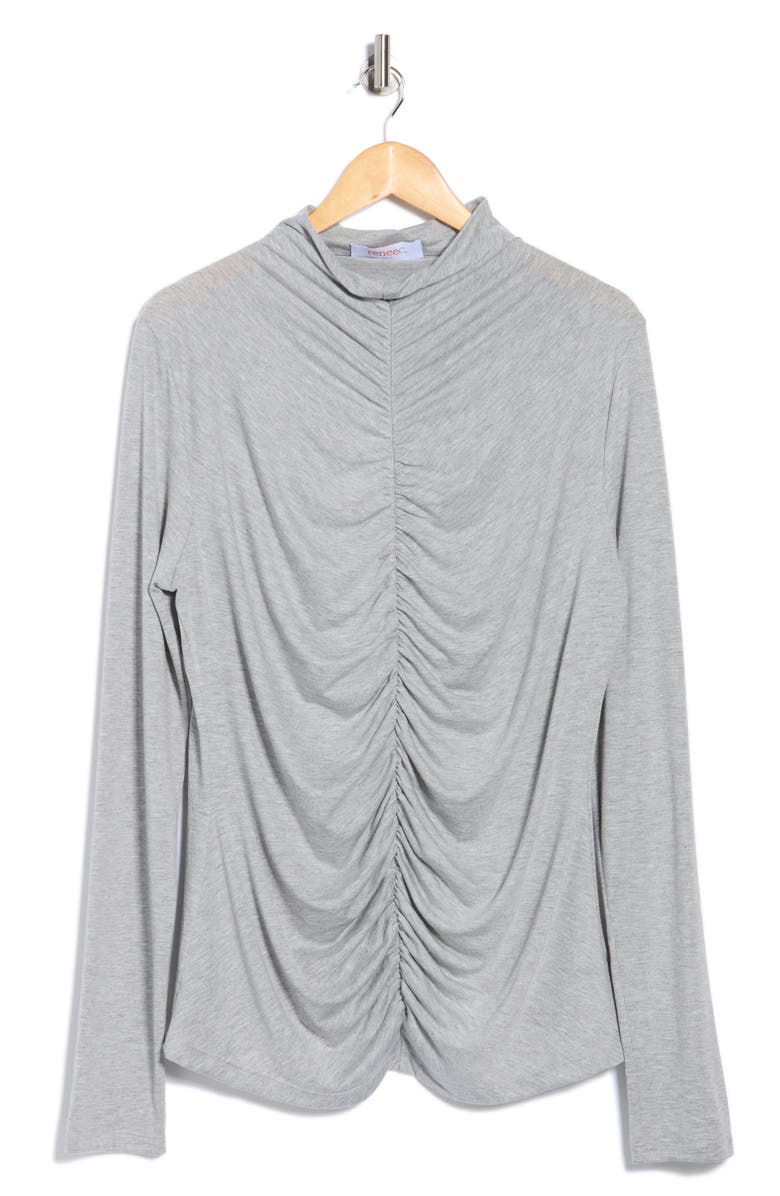 Renee C Mock Neck Ruched Knit Top, Alternate, color, Heather Grey