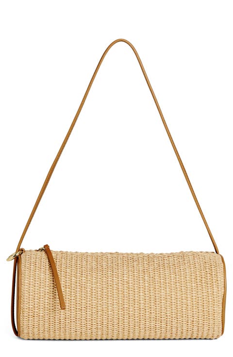 Simona Raffia Cylinder Shoulder Bag