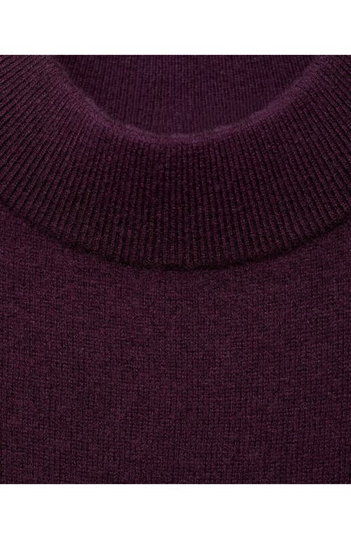 Mango Mock Neck Short Sleeve Wool & Cashmere Sweater In Burgundy