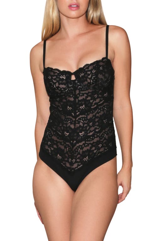 Shop Fleur Du Mal Lace Balconette Bodysuit In Black