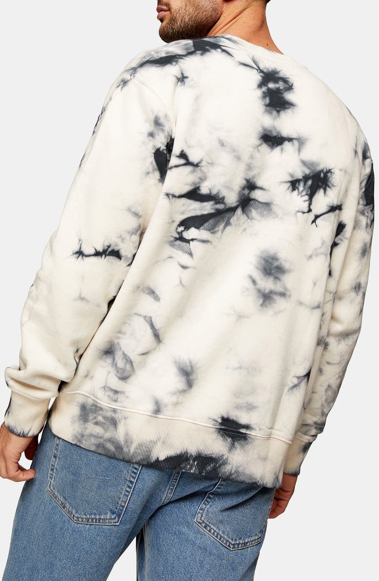 Topman Tie Dye Crewneck Sweatshirt, Alternate, color,