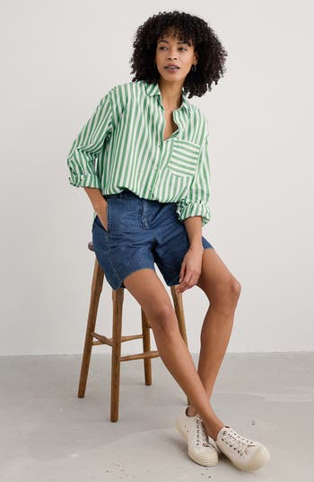 Sea Path Oversize Organic Cotton Poplin Button-Up Shirt