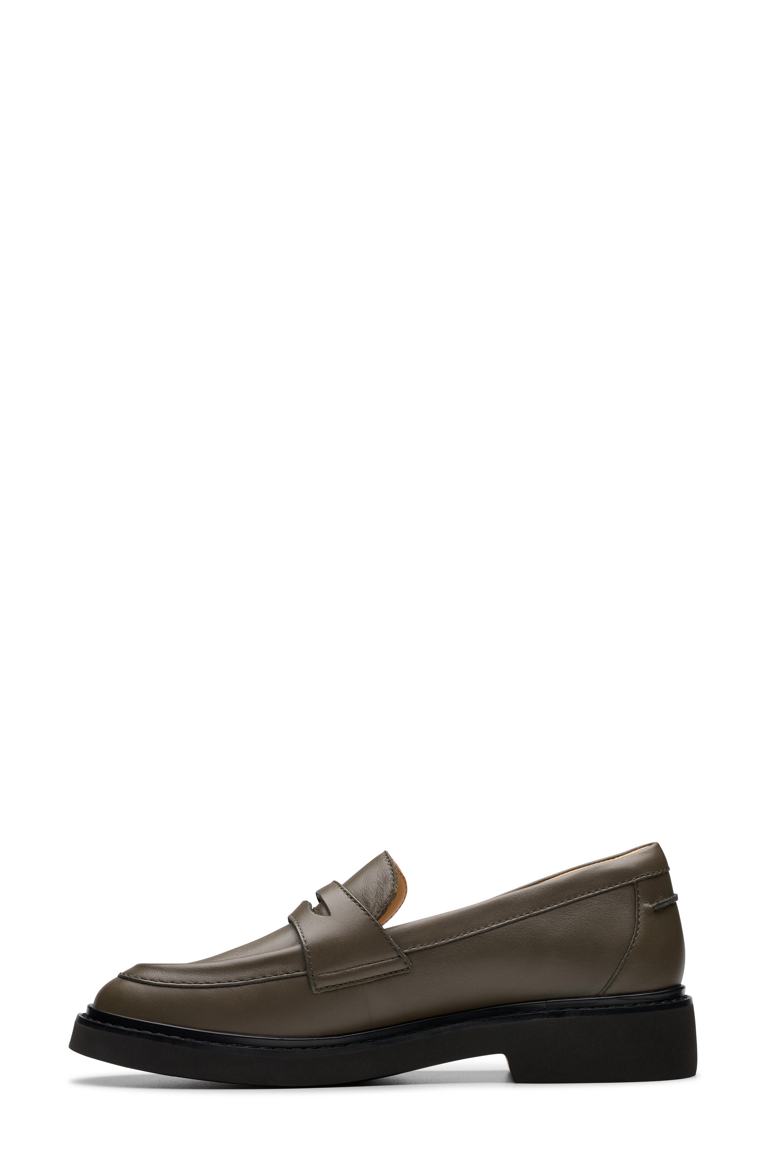Splend Edge Penny Loafer, Alternate, color, DARK OLIVE LEA