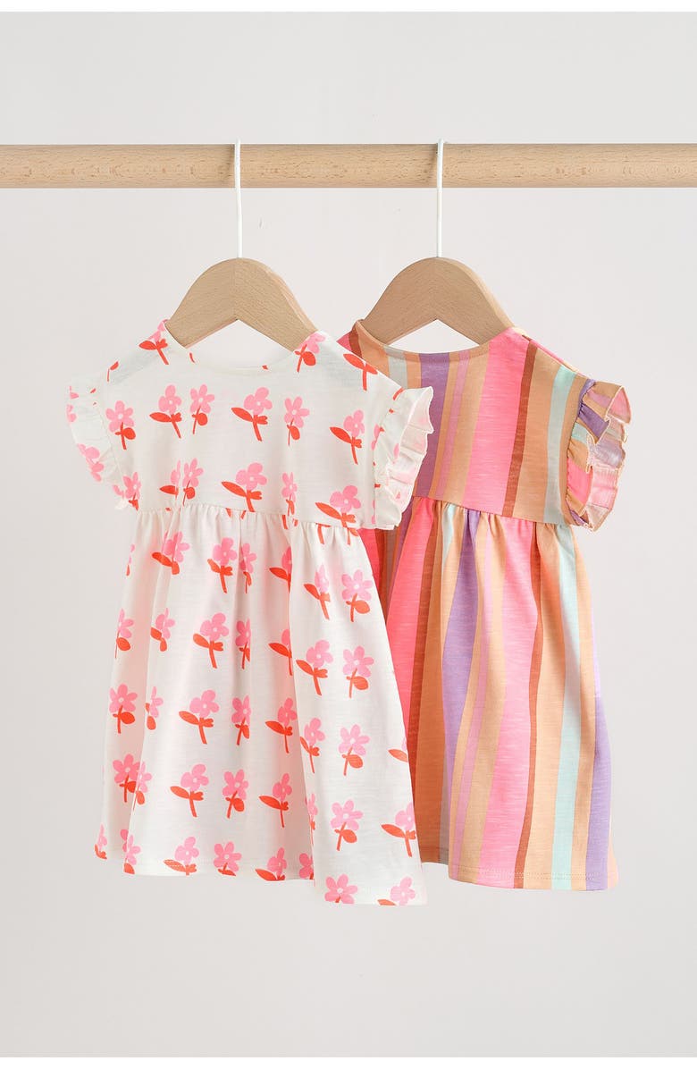 NEXT Kids' Assorted 2-Pack Cotton Jersey Dresses, Alternate, color, White Multi