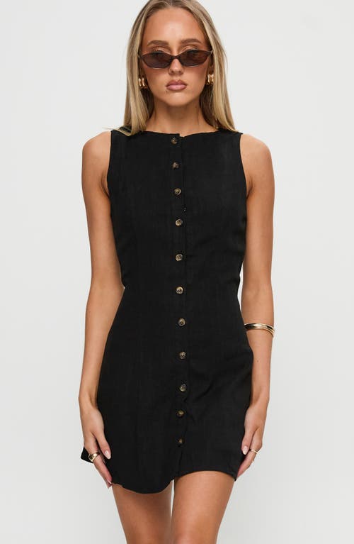 PRINCESS POLLY PRINCESS POLLY DOLLIE BUTTON-UP LINEN BLEND MINIDRESS 