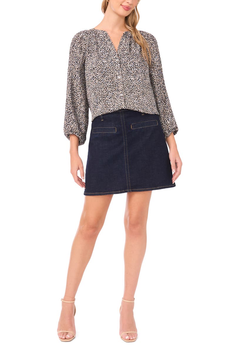 Vince Camuto Abstract Print Button-Up Shirt, Alternate, color, Rich Black