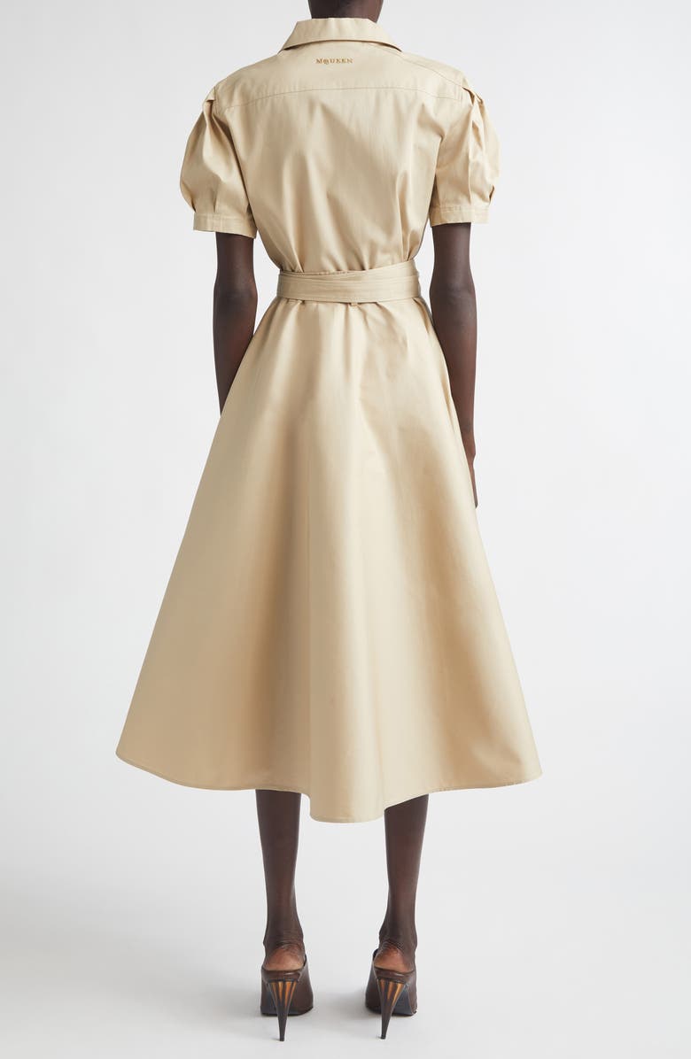 McQueen Belted Cotton Shirtdress, Alternate, color, Uniform Beige