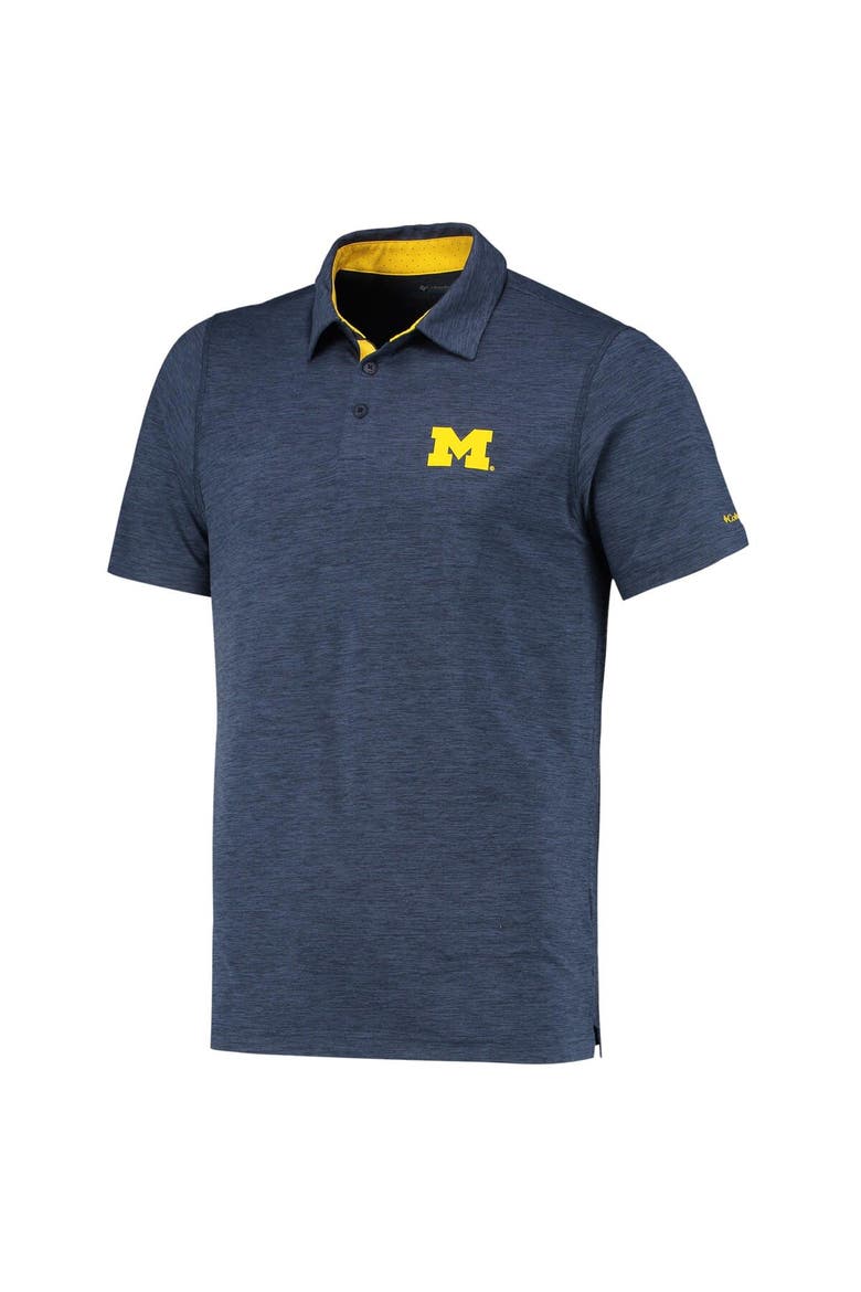 Men's Columbia Navy Michigan Wolverines Tech Trail Omni-Shade Polo, Alternate, color, Navy