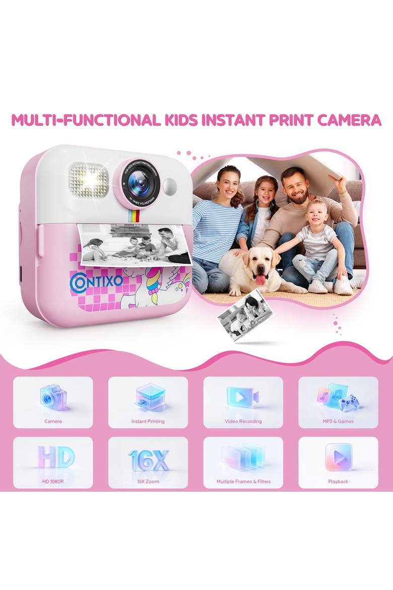 Instant Print Kids Camera, Alternate, color, Pink Printed