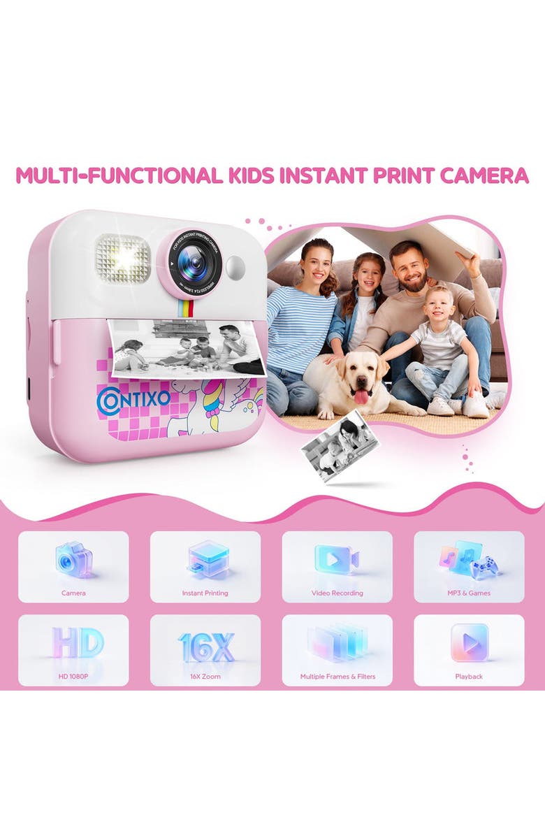 CONTIXO Instant Print Kids Camera, Alternate, color, Blue Printed