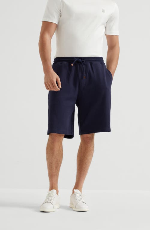 Brunello Cucinelli French Terry Bermuda Shorts In Cobalt