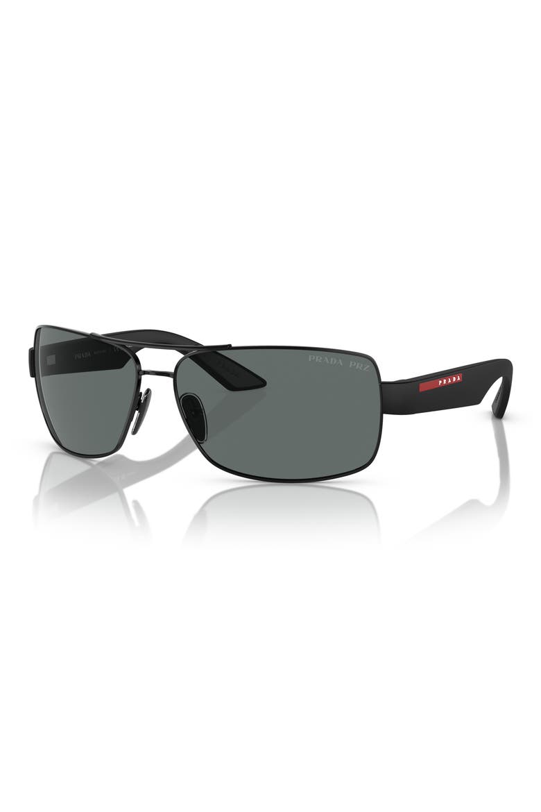 65mm Oversize Polarized Pillow Sunglasses, Alternate, color, BLACK