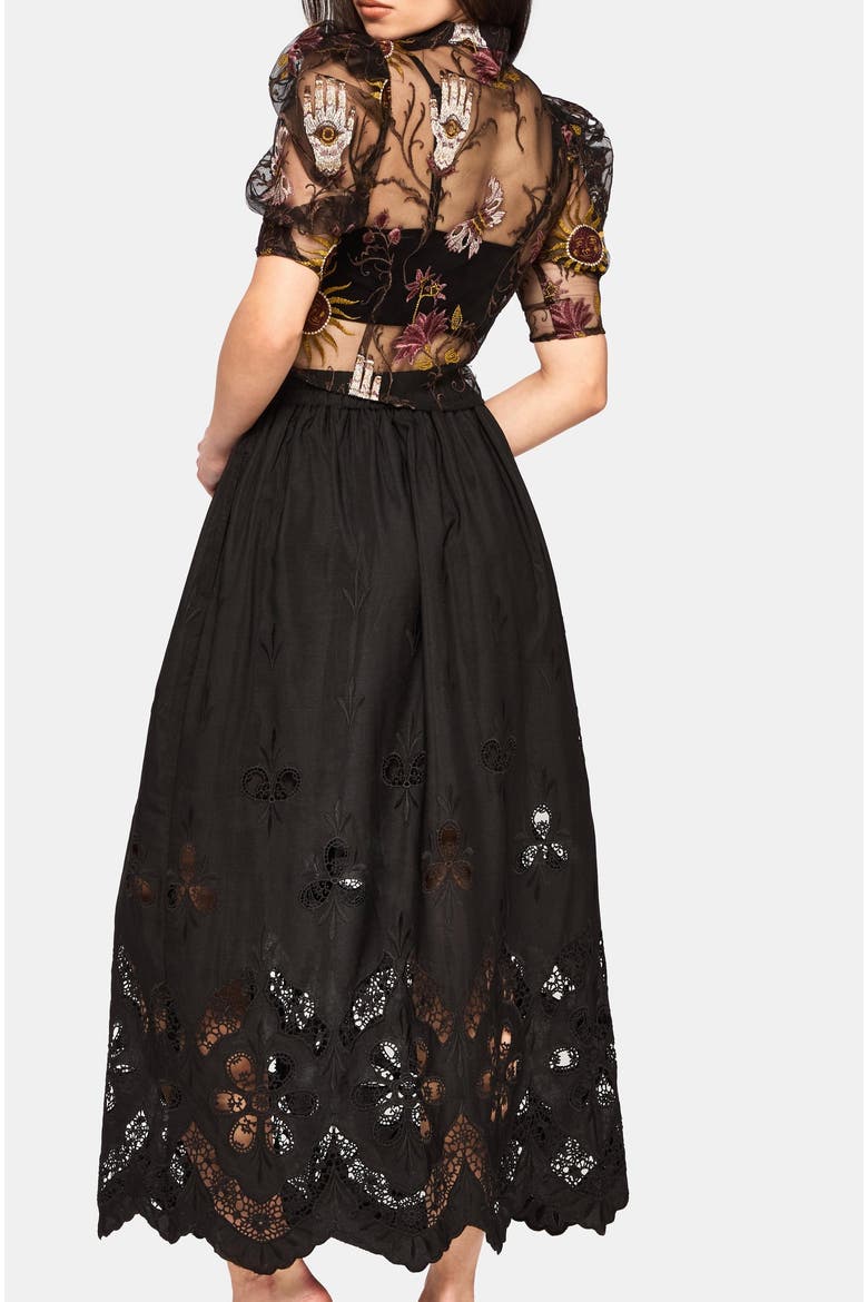 Angela Folk Embroidered Blouse, Alternate, color, Black