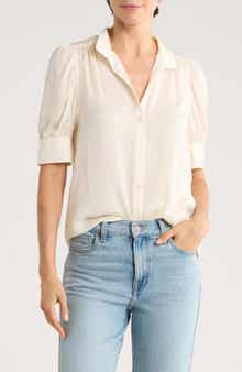 DKNY Jeans Puff Short Sleeve Button-Up Shirt