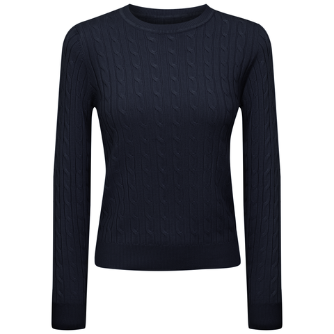 Cable Knit Ribbed Neckline Sweater