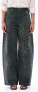 Bayeas Ombré Leopard Print High Waist Barrel Jeans
