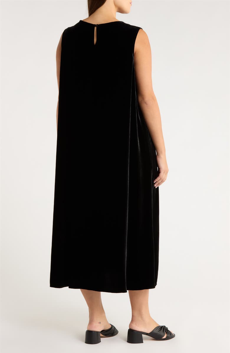 Eileen Fisher Sleeveless Velvet Midi Dress, Alternate, color, Black