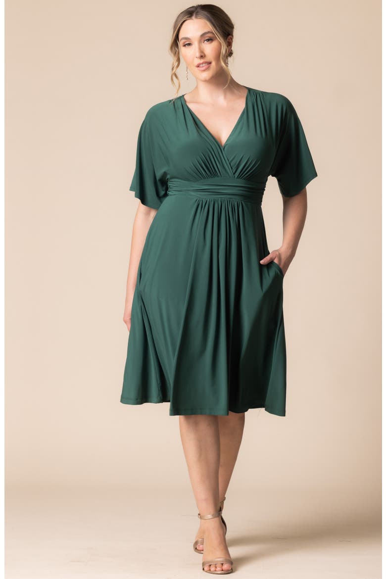 Gia Floral Midi Dress, Alternate, color, HUNTER GREEN