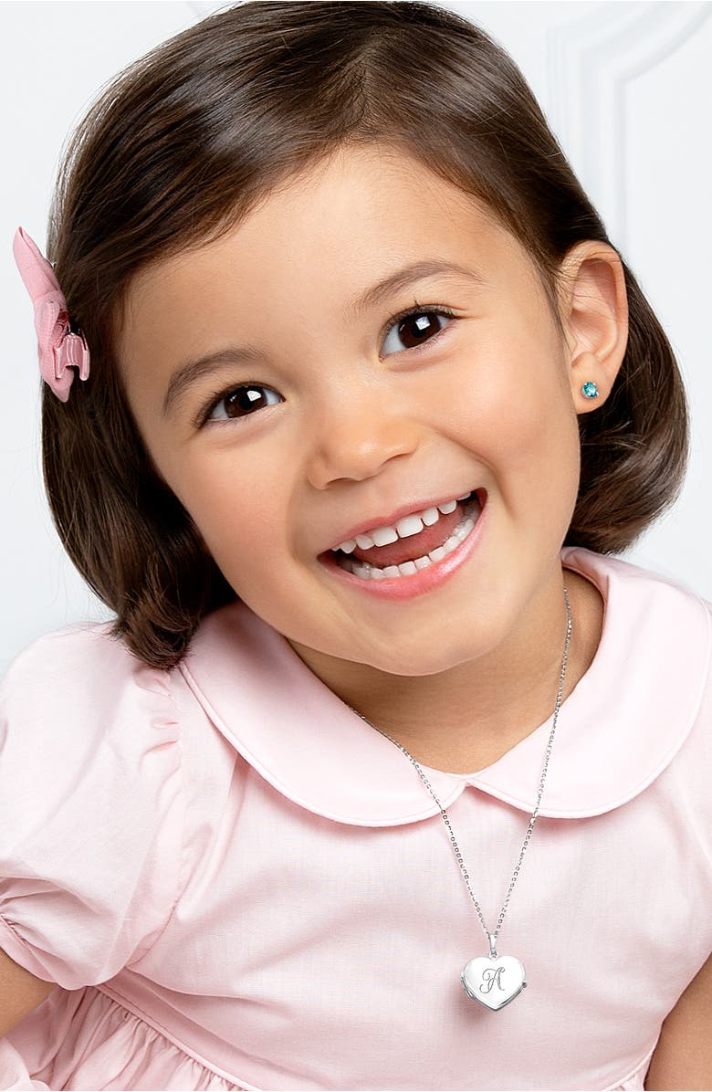 Tiny Blessings Sterling Silver Heart Locket & Engraved Initial 14-16" Necklace, Alternate, color, Silver - A