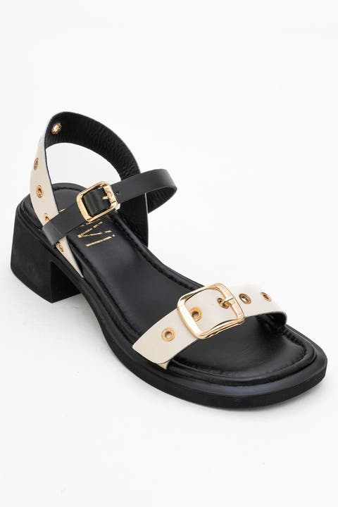 Rabel Leather Block Heel Sandal