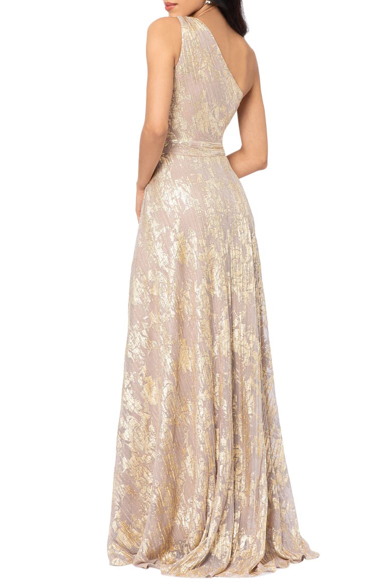 Metallic Floral One-Shoulder Sheath Gown, Alternate, color, WHITE/PINK/GOLD