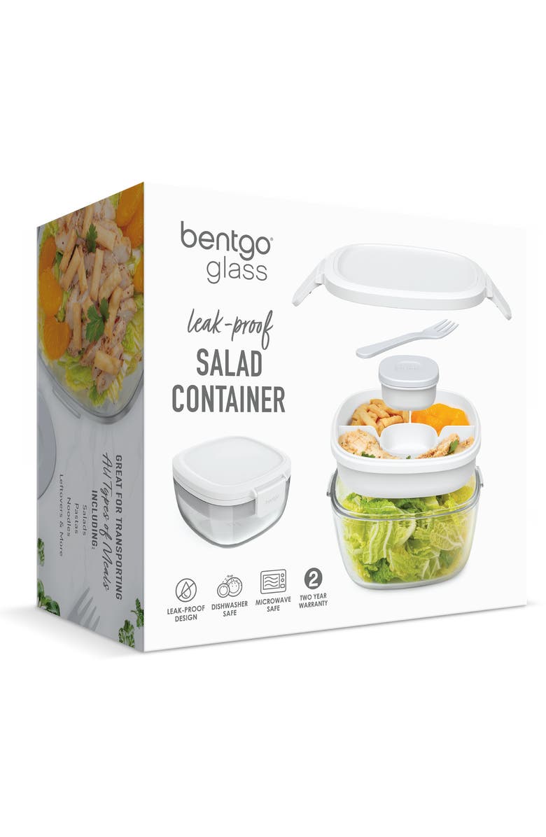 BENTGO Glass Leak Proof White Salad Container, Main, color, 